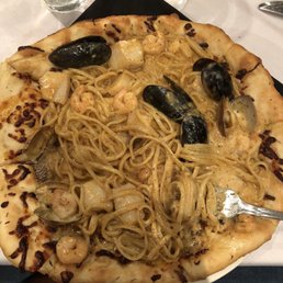 Seafood Pasta Pizza. Salty. Otherwise good. Seafood Pasta Pizza. Salty. Otherwise good.