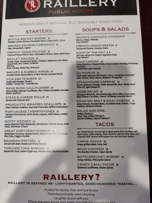 Menu photo 8 Raillery Public House Franklin, MA