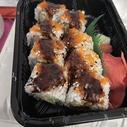 Ichiban Express - Shrimp tempura roll with eel sauce.
