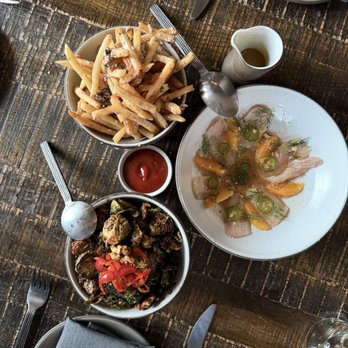 Terrene - kampachi crudo, fries, Brussels sprouts - Cocktail Bars Near Me - San Francisco, California