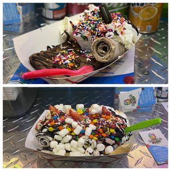 Kobschie's Ice Rolls - two different views - Desserts Near Me