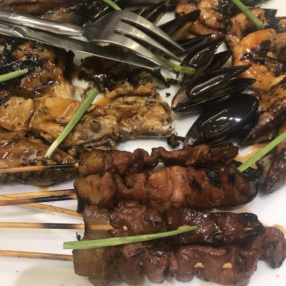 Mesa - Philippine BBQ: snapper, mussel, squid, shrimp, bass, pork belly, chicken. Happy - Filipino Near Me - Laoag City, ILN