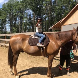 The Horsey Hostess - 5-year old feeling calm and confident on Oscar the horse.