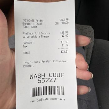 Horsham Car Wash - Receipt - Car Wash Near Me - Ambler, Pennsylvania