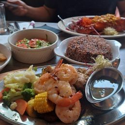 Shrimp, churrasco, chicken breast. Morro and tostones! Shrimp, churrasco, chicken breast. Morro and tostones!