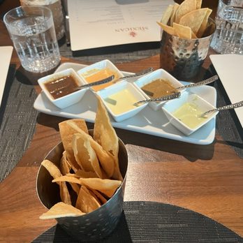 The Mexican - House chips with a variety of salsas - Mexican Near Me - Dallas, Texas The Mexican - House chips with a variety of salsas - Mexican Near Me - Dallas, Texas