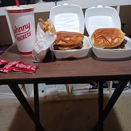2 rocket doubles fries and a vanilla shake 2 rocket doubles fries and a vanilla shake