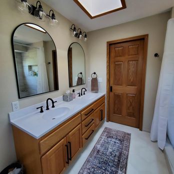 T & S Tile and Custom Interiors, LLC - View of the new pocket door. - Tiling Near Me - Cinebar, Washington T & S Tile and Custom Interiors, LLC - View of the new pocket door. - Tiling Near Me - Cinebar, Washington