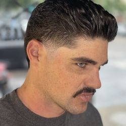 Black Market Barbershop - Slick back with tapers
