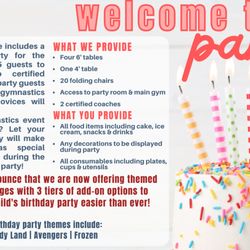Valor Gymnastics - Basic Birthday party package