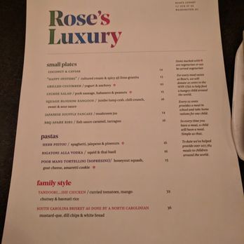 Rose's Luxury - Dinner Menu - New American Near Me - Washington, DC, District of Columbia Rose's Luxury - Dinner Menu - New American Near Me - Washington, DC, District of Columbia