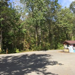 Blue Licks Battlefield State Park Campground - The checkin building with a walking path across from it.