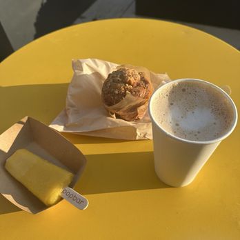 Coffee with Creme & Sugar - Mango Pop (Sorbet), Cafe Latte, Banana Muffin - Desserts Near Me - Santa Monica, California