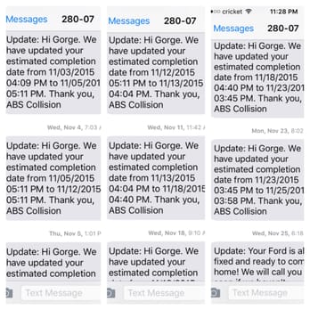 ABS Collision Center Inc - 6 different times they pushed back my estimated time of completion until I finally went down to their shop to demand my car. - Body Shops Near Me - Fontana, California