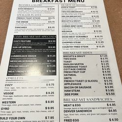 Cozy Kitchen - Menu