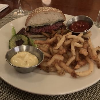 Chez Fonfon - Half of a perfectly medium rare burger - French Near Me - Birmingham, Alabama Chez Fonfon - Half of a perfectly medium rare burger - French Near Me - Birmingham, Alabama