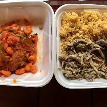 Boricua soul Catering & sweets - Mofongo with shrimp (left), pernil with yellow rice (right) - Caterers Near Me Boricua soul Catering & sweets - Mofongo with shrimp (left), pernil with yellow rice (right) - Caterers Near Me