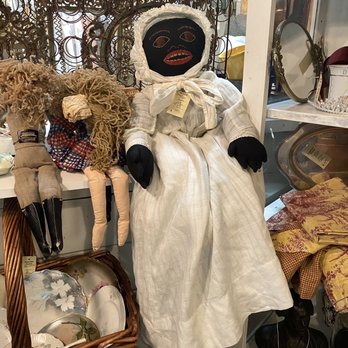 Country Roads Antiques - disturbing & racist blackface doll for sale in booth 789 A - Antiques Near Me - Orange, California