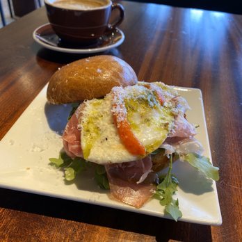 Pitango Bakery Cafe - Egg and roasted red pepper brioche sandwich with prosciutto - Cafes Near Me - Baltimore, Maryland