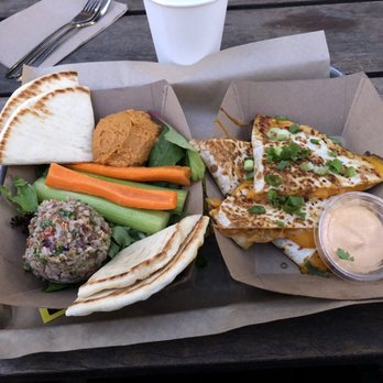 Parts&Labor - Kimchi quesadilla and hummus and tabbouleh - Vegan Near Me - Durham, North Carolina