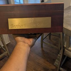Jewelry Repair - Plaque that was added by Jewelry repair to Cigar Humidor