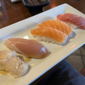 EAT'S SUSHI - Giant scallop sushi, seared albacore, salmon sushi, and fatty toro. - Sushi Bars Near Me - Costa Mesa, California