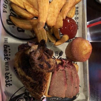 Famous Dave's Bar-B-Que - Two meat chicken and brisket with fries - Barbeque Near Me - Forest Lake, Minnesota