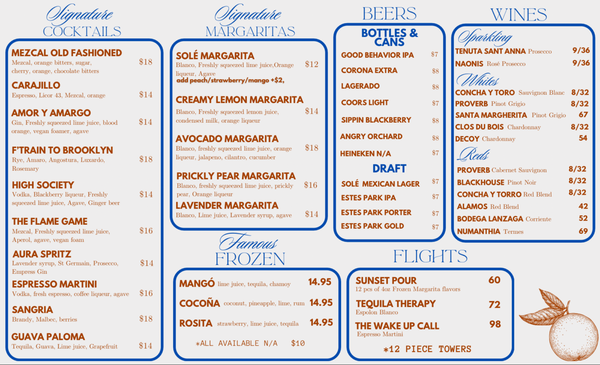 Menu photo 8 Sole Rooftop Cantina & Tequila Bar Estes Park, CO Menu photo 8 Sole Rooftop Cantina & Tequila Bar Estes Park, CO