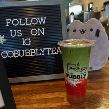 Bubbly Tea - Matcha strawberry tea with aloe vera - Coffee & Tea Near Me - Aurora, Colorado