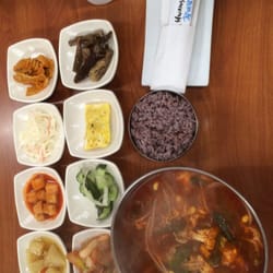 Hwang Dae Gham - Yuk Gae Jang was good, they give 8 banchans with lunch also.