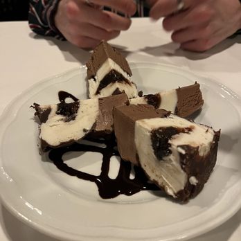 La Collina - Dessert of Tartufo - vanilla & chocolate ice cream over syrup. Nothing special, just ice cream cut in a supercilious way - Italian Near Me - Bala Cynwyd, Pennsylvania