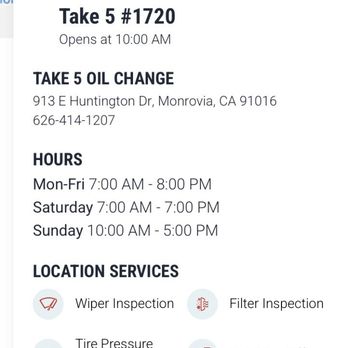 Take 5 Oil Change - Touch Coupon. - Oil Change Stations Near Me - Monrovia, California Take 5 Oil Change - Touch Coupon. - Oil Change Stations Near Me - Monrovia, California