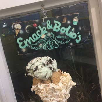 Emack & Bolio's - Rice krispie treat cone with coffee & mint ice creams - Ice Cream & Frozen Yogurt Near Me - Boston, Massachusetts