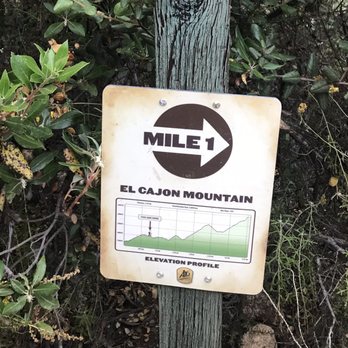 El Cajon Mountain Hiking Trail - Mile 1 sign - Hiking Near Me - El Cajon, California El Cajon Mountain Hiking Trail - Mile 1 sign - Hiking Near Me - El Cajon, California