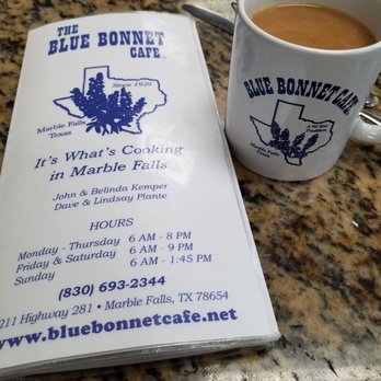 Blue Bonnet Cafe - Breakfast at Blue Bonnet Cafe, busy at 8:30am, but got seated pretty quickly - Desserts Near Me - Marble Falls, Texas Blue Bonnet Cafe - Breakfast at Blue Bonnet Cafe, busy at 8:30am, but got seated pretty quickly - Desserts Near Me - Marble Falls, Texas