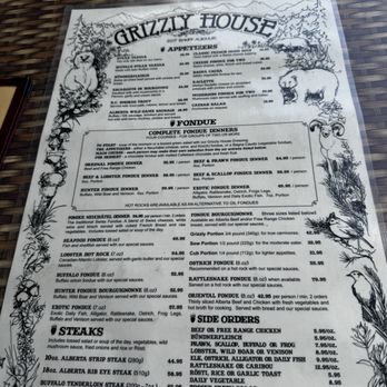 Grizzly House - Menu! - Fondue Near Me - Banff, Alberta