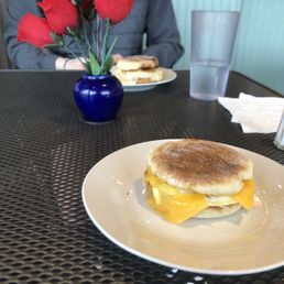 I got an egg and cheddar cheese and my boyfriend got egg with bacon with swiss