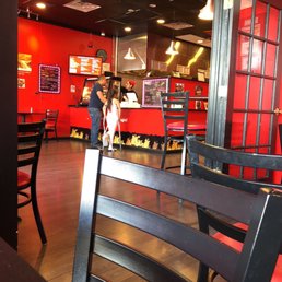 a dog in a restaurant a dog in a restaurant