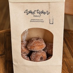 Sweet Crimes - Mini Apple Cider Donuts now available! Pre orders only. Each bag contains 12 pieces.