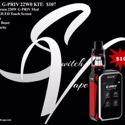 The Switch Vape - SMOK G-Priv 220w kit with Big Baby Beast. 2.4" Touchscreen. Bluetooth