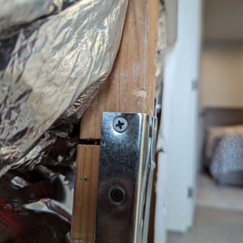 Bella Legacy Custom Homes - 2 by 4 that was cut in half and this was their "fix" instead of replacing it. - General Contractors Near Me - Scottsdale, Arizona Bella Legacy Custom Homes - 2 by 4 that was cut in half and this was their "fix" instead of replacing it. - General Contractors Near Me - Scottsdale, Arizona