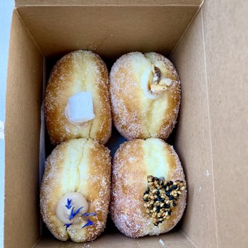 The Flour Box - Sugared Brioche Donuts with fillings of mainly Asian flavors. Creative! Fun! Tasty! No wonder lines form and flavors run out quickly. - Bakeries Near Me - Seattle, Washington