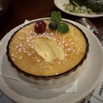 Via Brasil Steakhouse - Crème Brûlée-the raspberry had a black spot that looked like mold so we didn't eat the fruit garnish- - Brazilian Near Me - Las Vegas, Nevada