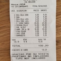 Restaurante S'albufera - Unsere Rechnung