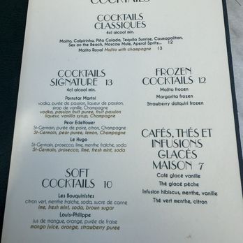 Louis Philippe - Photo 2: Cocktail menu - French Near Me - Paris, 75
