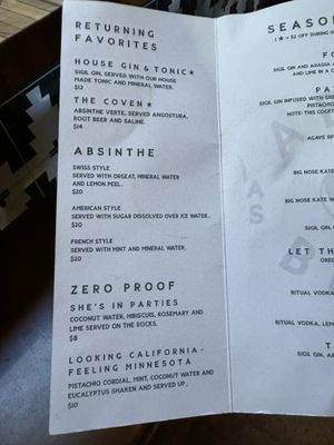 Menu photo 1 As Above, So Below Distillery Santa Fe, NM
