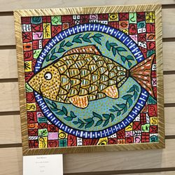 Art At the Main - Fish Dinner! Acrylic painting by Linda Kalmar