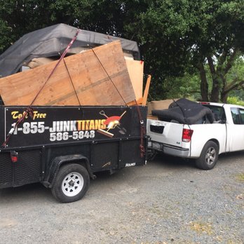 Junk Titans - This was a customer who needed our help late Sunday. He had a storage container on a vacant lot and needed it empty. - Junk Removal & Hauling Near Me