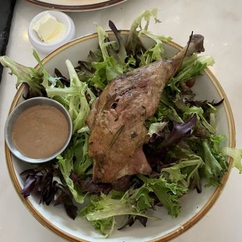 La Cigogne - Duck confit salad was excellent (I subbed mixed greens for arugula) - French Near Me - Narrowsburg, New York