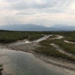 Donnelly Creek State Rec and Campground - View normally contains big, snow capped mountains just a short walk from the campsites.